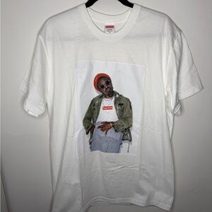 Supreme White Tee with Andre 3000 Graphic Print
